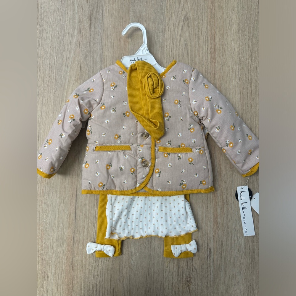 Nicole Miller NEW YORK Girls 3 piece set with headband with headband 12 Months